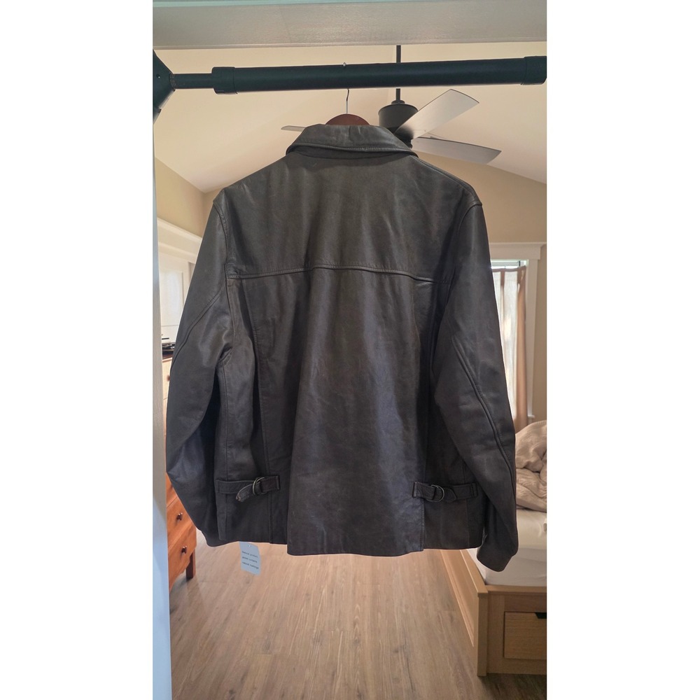 Indiana Jones Lucasfilm Mens Brown Leather Jacket Large Distressed Flight Coat - Picture 3 of 5